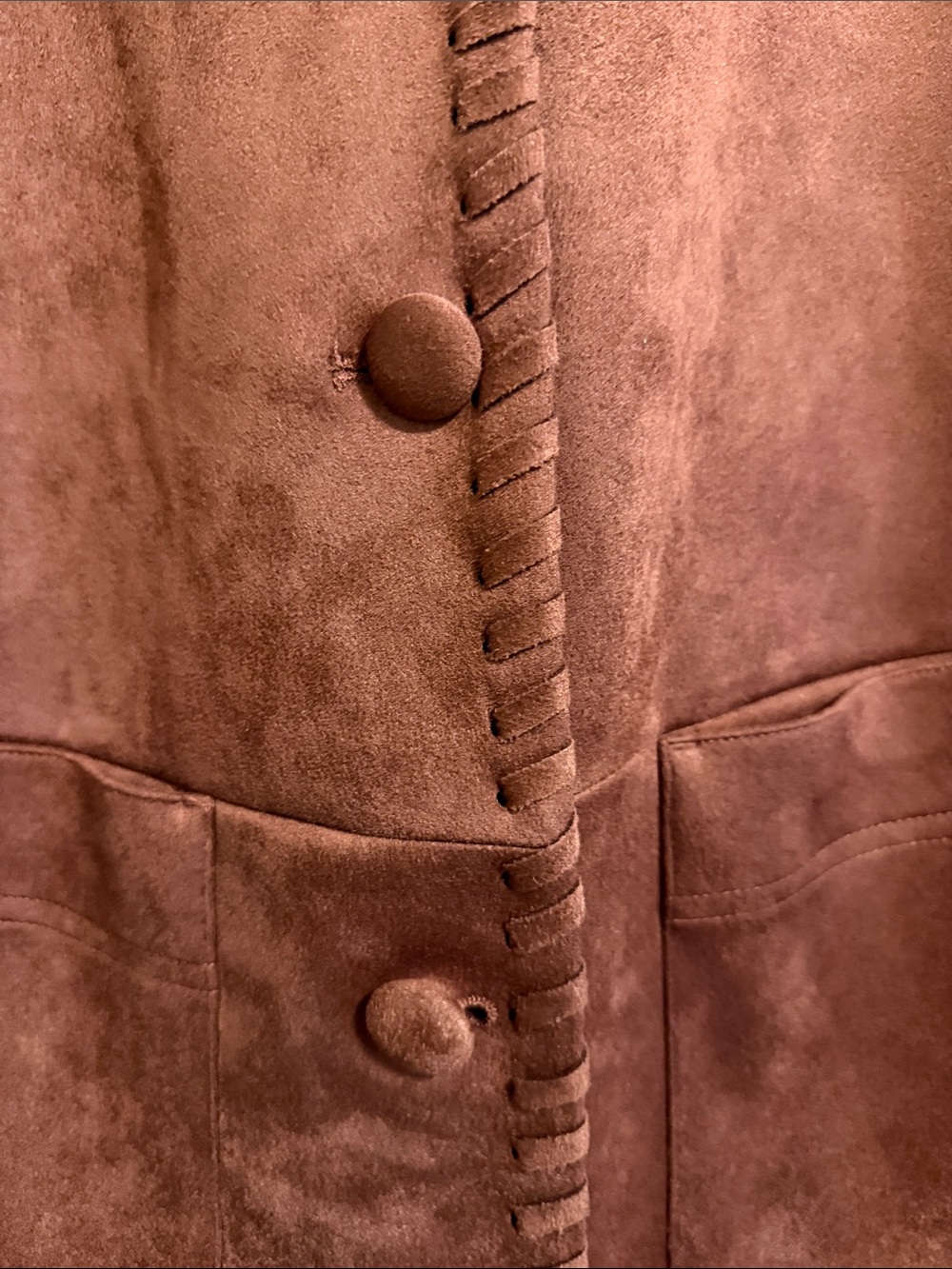 Rust Suede-Style Button Front Jacket - Picture 3 of 7